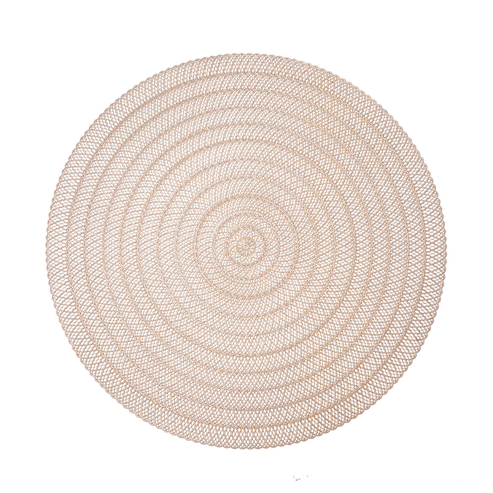 Wholesale of European-style circular hollowed-out table MATS, PVC gold-embossed creative table decoration table MATS, waterproof, anti-slip and heat-insulating placemats Item Picture