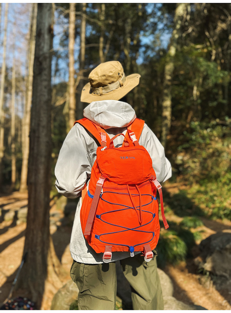跨境双肩包男轻便登山包抽绳大容量户外旅行双肩包女大学生书包女详情17