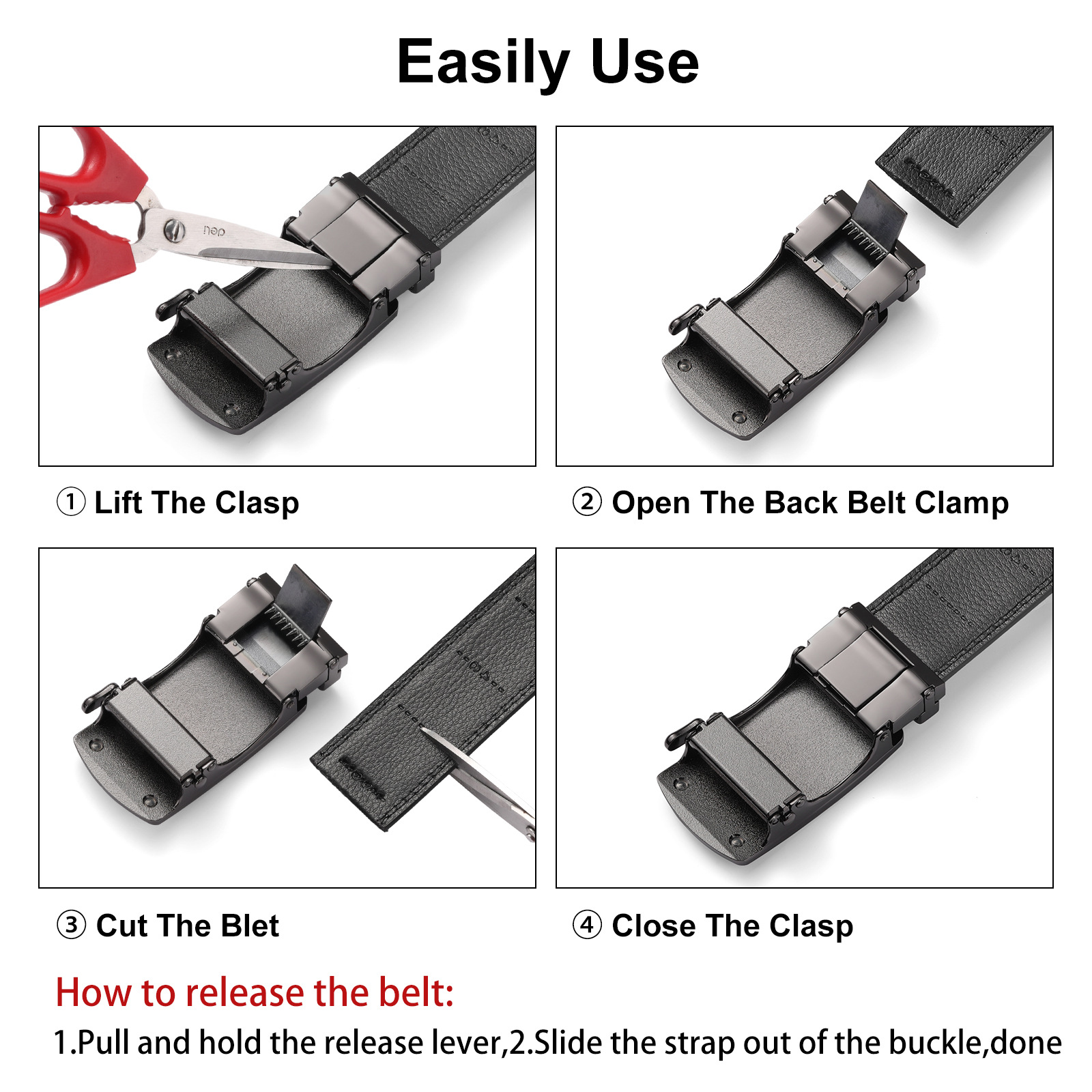 The new self-locking men's belt is fashionable, casual, high-end and versatile for business use. It features a genuine leather belt and a two-layer cowhide belt Application Scenario