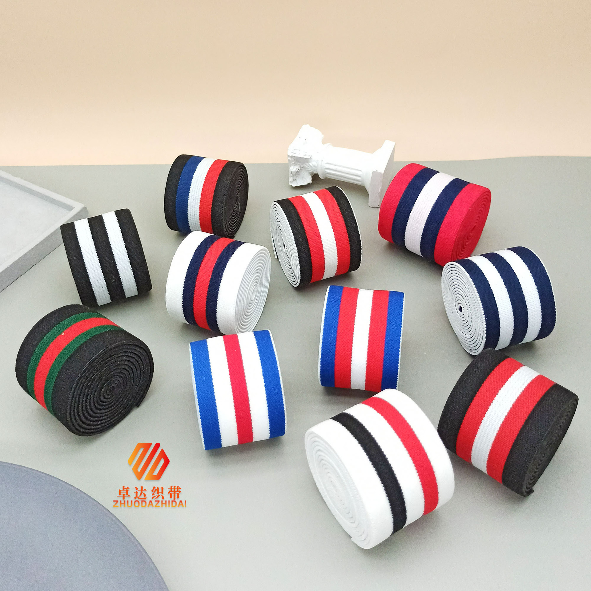 Manufacturers Spot Color Matching Elastic Striped Culottes Waist Clothing Accessories Bag Headband Elastic Ribbon