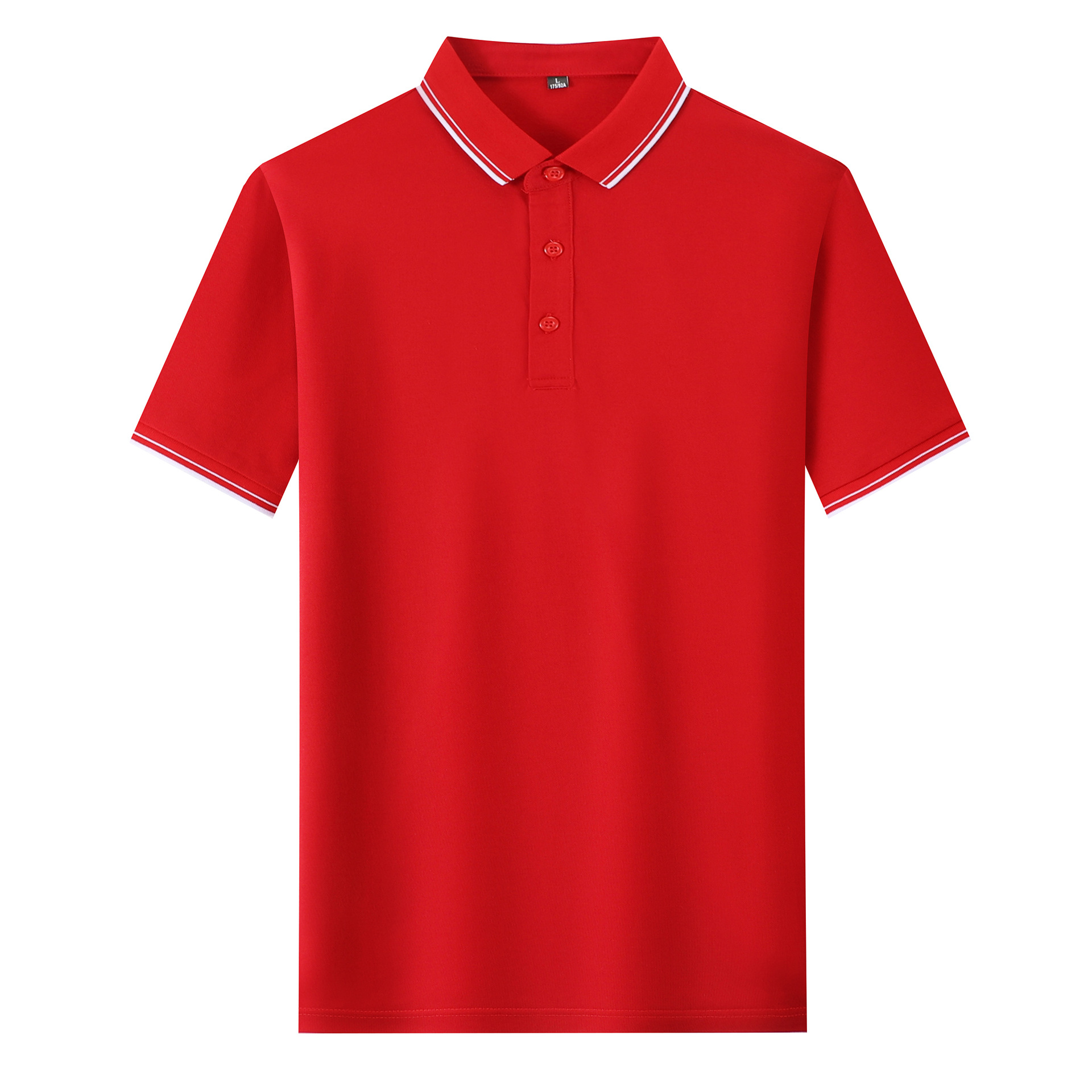 Short-sleeved POLO shirt with a two-tone collar for men, white business casual trendy brand dad T-shirt, solid color lapel T-shirt for summer Item Picture