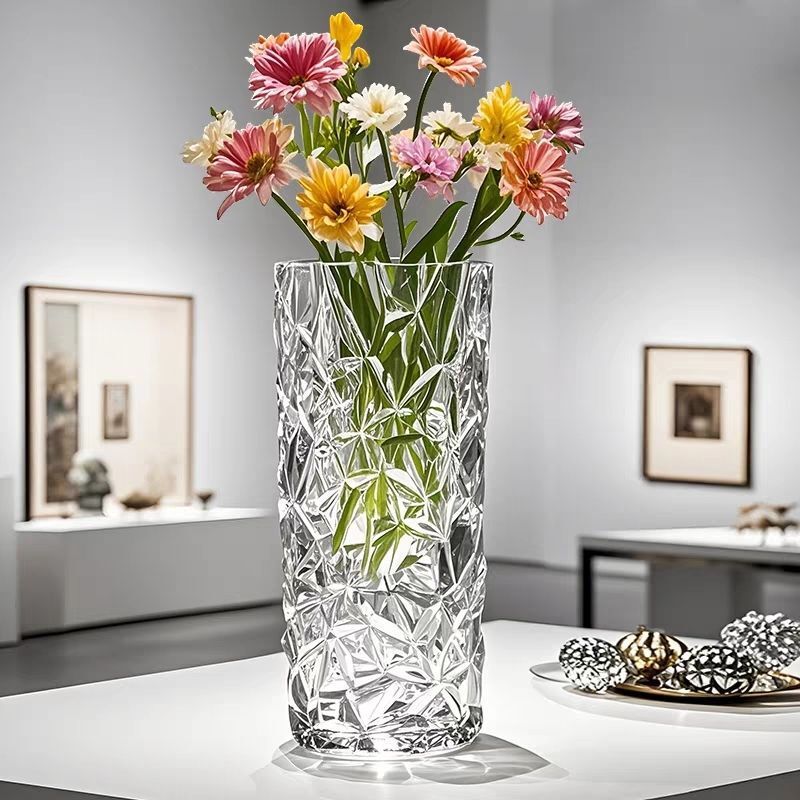 Wholesale of Nordic InS-style transparent glass vases, high-end and auspicious bamboo glassware decorative vases Specification image