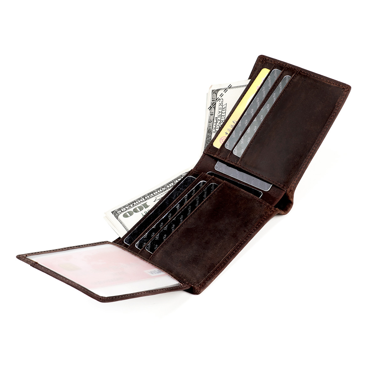 Factory Wholesale Europe And The United States Antique Rfid Mad Horse Leather Men's Wallet Holiday Gift Laser Lettering Coin Wallet Specification drawing