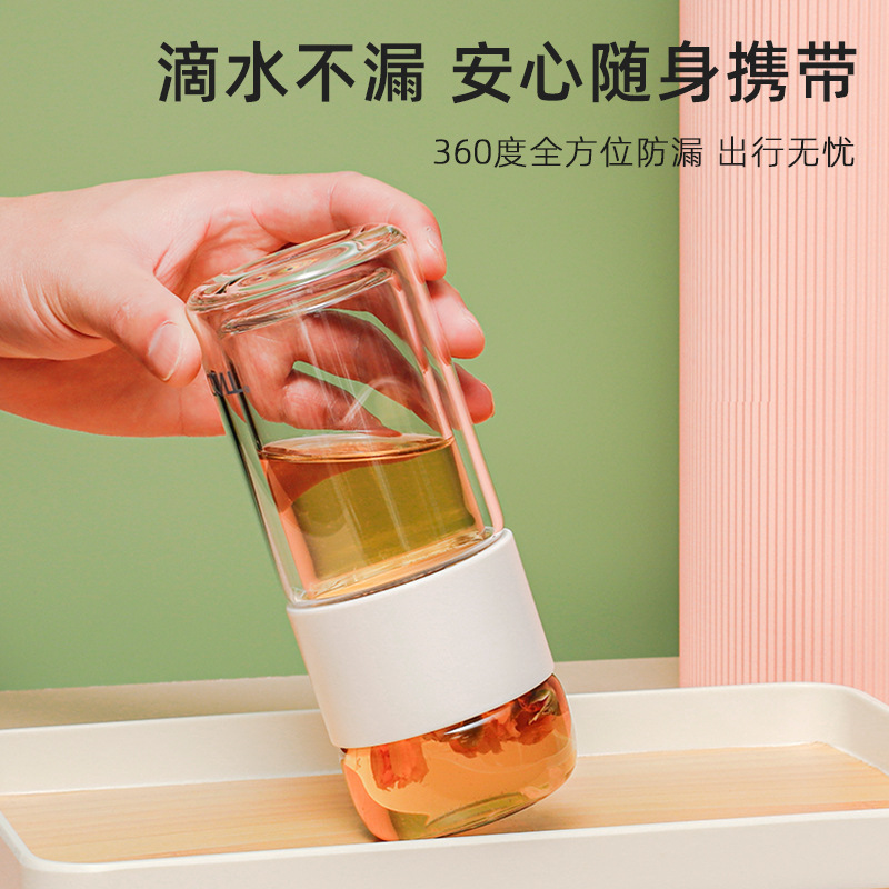 Gint Gatt Tea Cup Women's Tea Water Separation High Appearance Level Ins Wind Glass Men's Tea Cup Double Scale-Proof Specification drawing