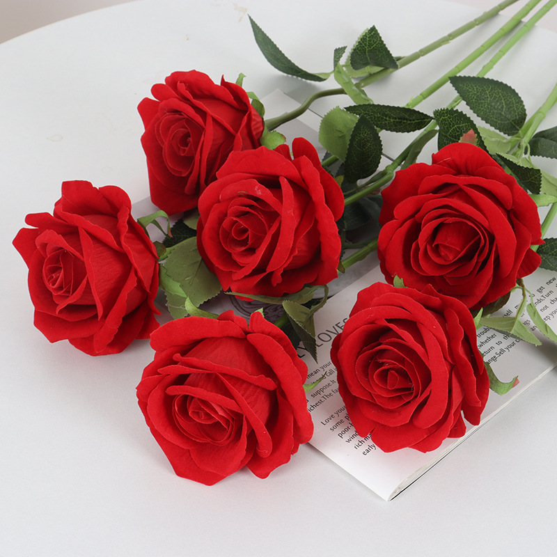 Imitation Flannelette Rose Pearl Rose Home Hotel Wedding Valentine's Day Rose Wall Decoration Silk Flowers Fake Flowers Specification drawing