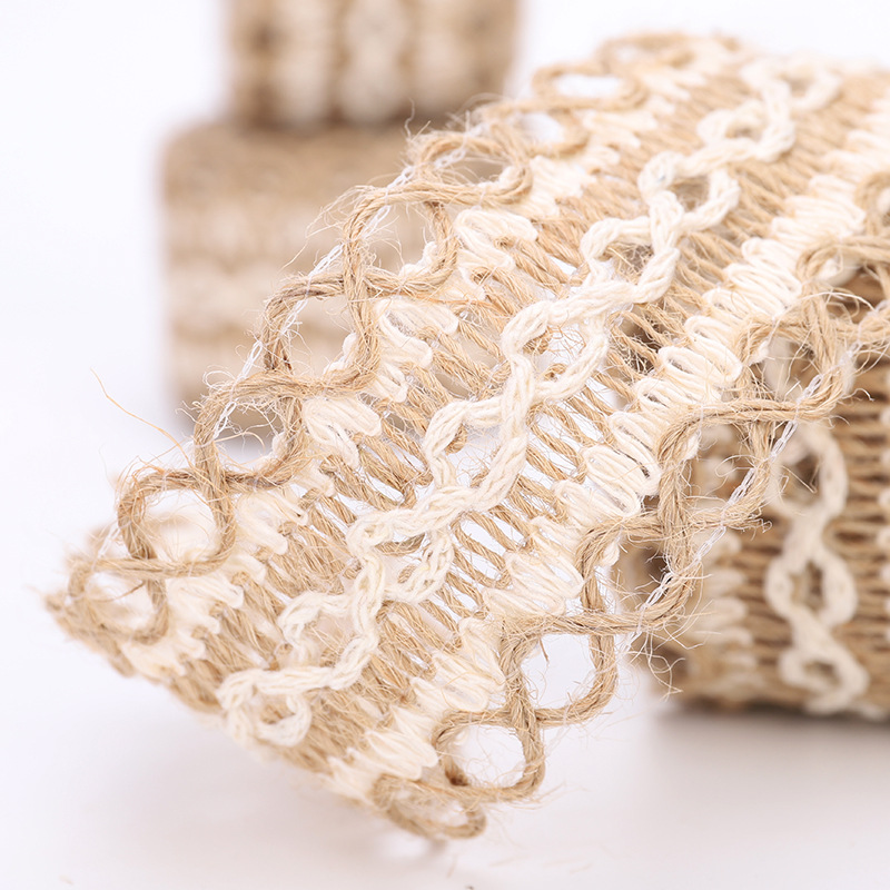 DIY handmade Christmas and wedding craft decoration in stock, wide linen woven tape, 4 cm wide woven linen rope, cross-border Specification image