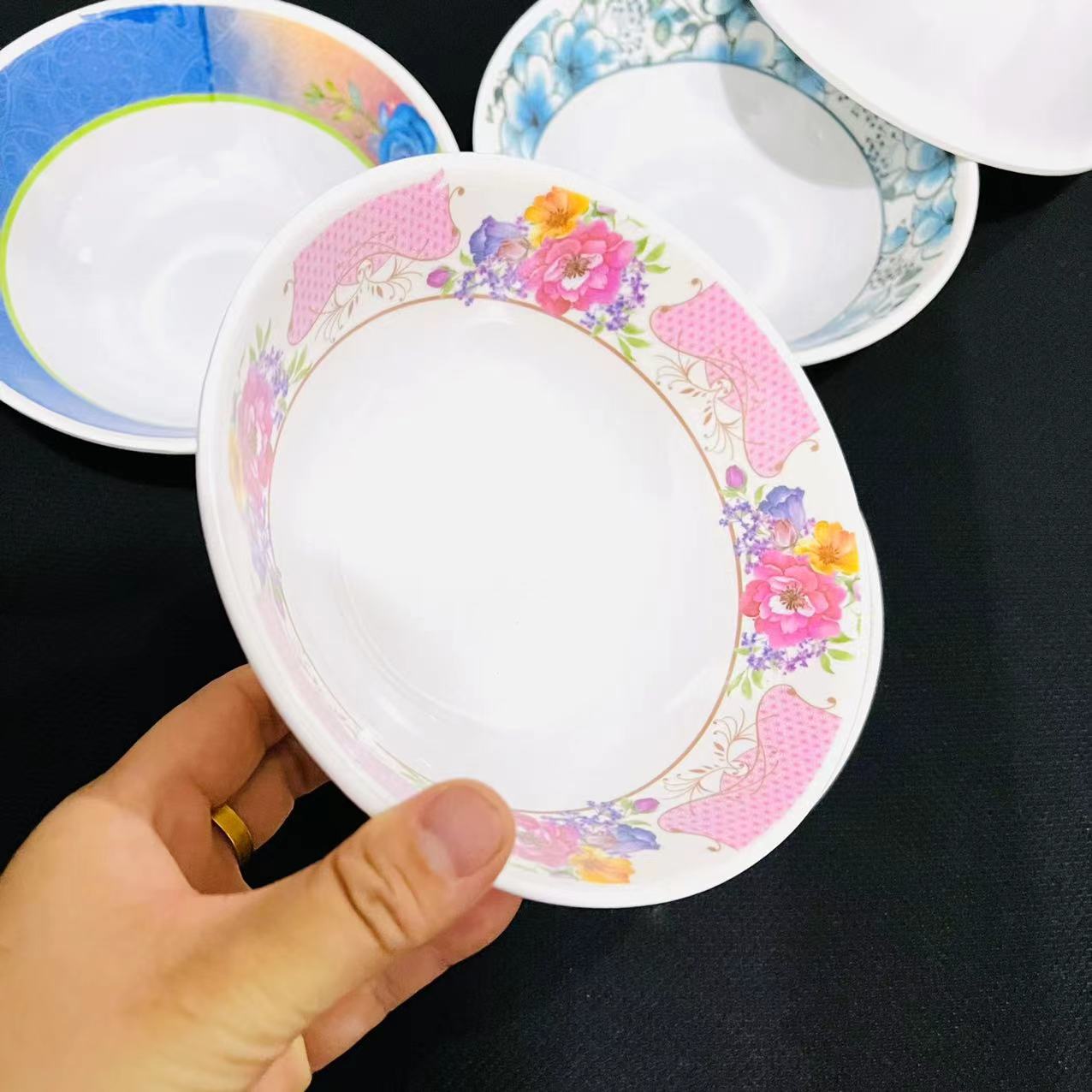 【 Zone 3-10 】9109 bowls, 12 per pack, 504 per box. 9109 one-yuan store tableware, melamine bowls, melamine bowls, white porcelain bowls with patterns, white rice bowls, 2 yuan supply Application Scenario