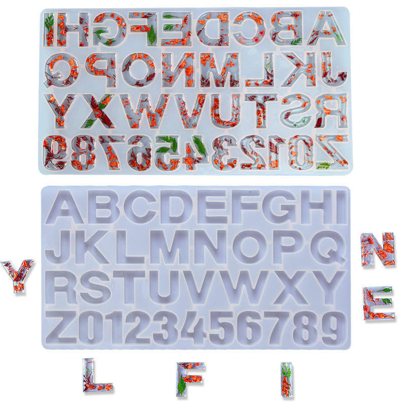 得意洋洋水晶滴胶26个英文数字字母模具高镜面树脂工艺品硅胶模具