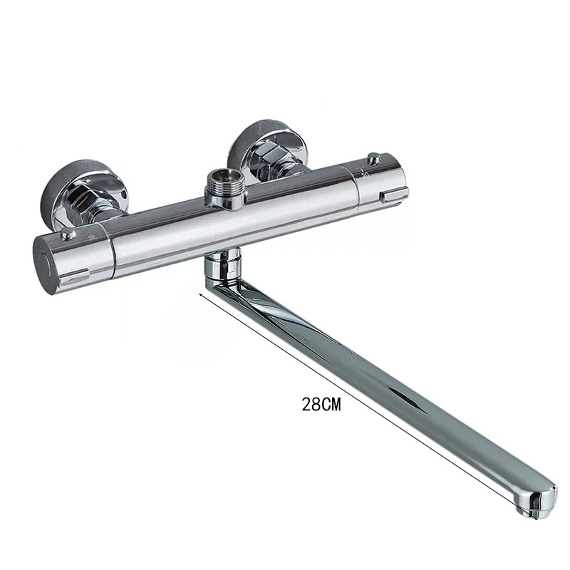 Cross-border all-copper bathtub faucet simple thermostatic shower head set, cold and hot mixed water thermostatic valve extended water outlet Item Picture