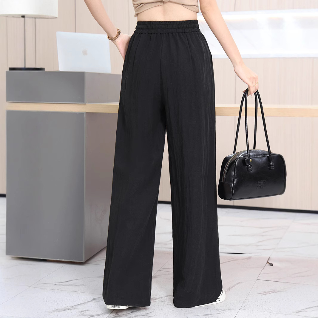 Thin breathable Tencel linen casual pants for women 2025 new summer, thin, high-end, drape wide-leg pants for women Item Picture