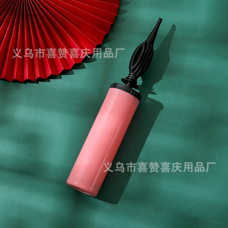 马卡龙色手推气筒/气球充气泵手推气筒气球打气筒白底实物图