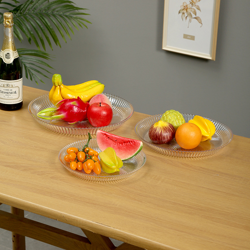 Transparent Sword Grain Fruit Plate Hotel Ktv Club Home Tea Table Decoration Wholesale Kitchen Supplies Food Utensils details Picture