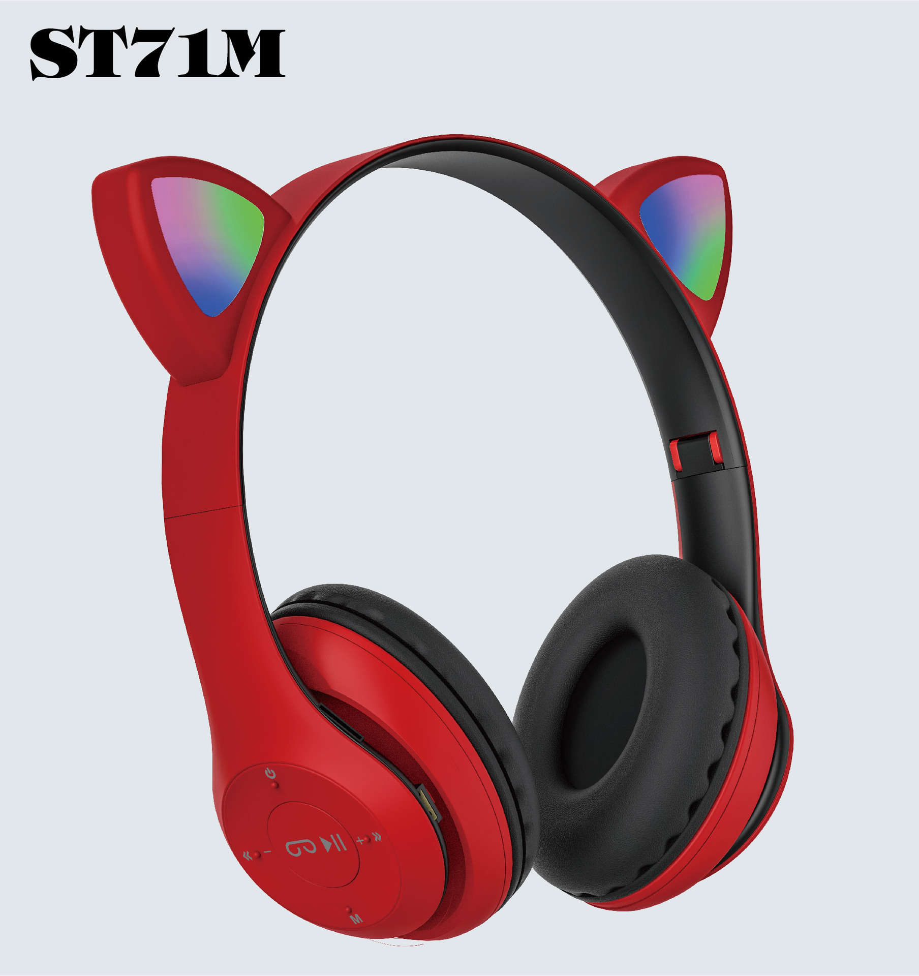 跨境新款猫耳朵头戴式蓝牙耳机ST71M 可折叠跑步运动时尚蓝牙耳机详情图4