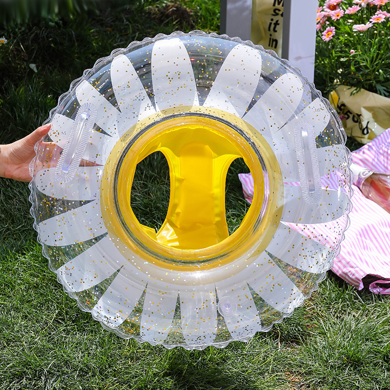 Off-The-Stock Transparent Film Daisies Swimming Ring Handle Sunflower Children's Seat Baby Sponge Bottom Pants Loops details Picture