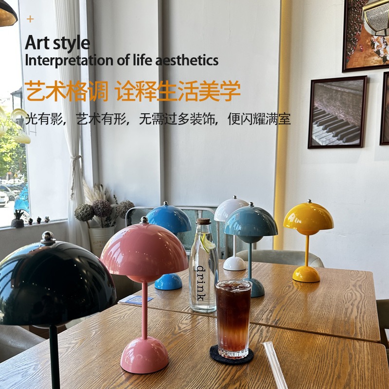 Cross-Border Hot Decorative Desk Lamp Source Factory Spot Spot Usb Charging Touch Bedroom Mushroom Bud Table Lamp Specification drawing