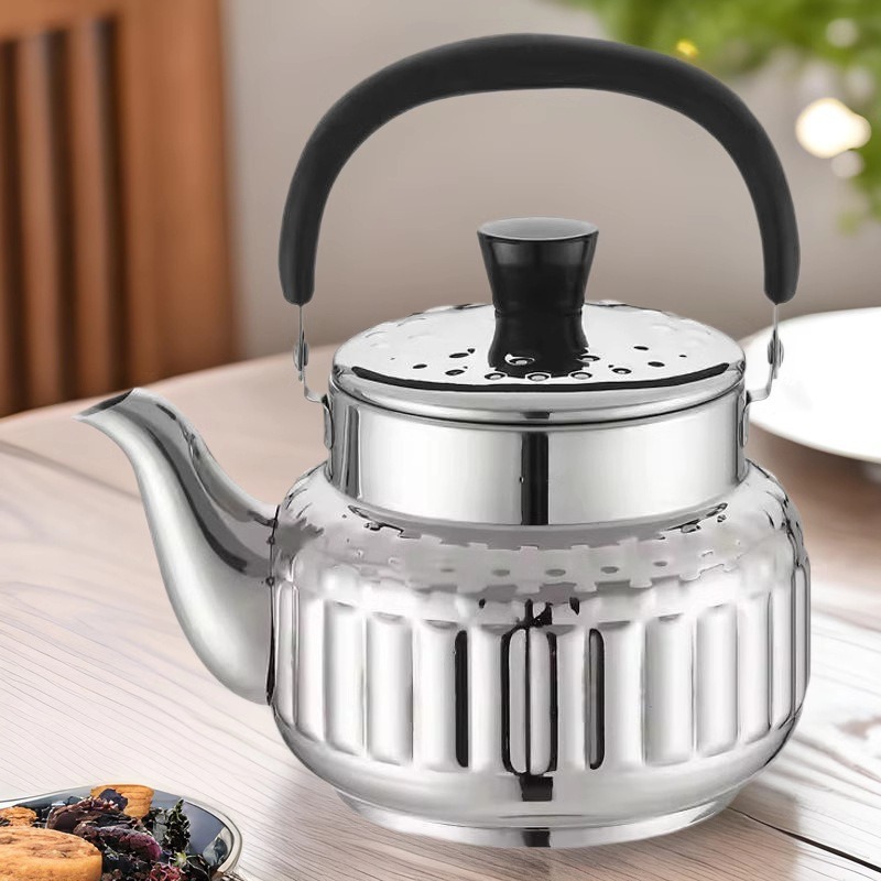 Stainless steel tea kettles and water kettles for commercial restaurants, hotels, canteens and eateries with mesh strainers. Household flower tea kettles with strainers details Picture