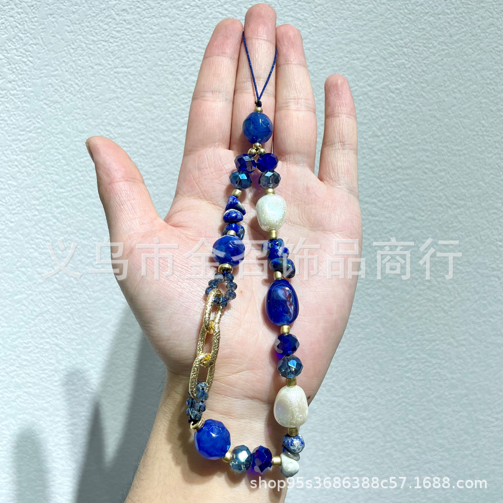 European and American natural agate stone mobile phone chains, crystal beads, mobile phone pendant chains, hanging ornaments, chains, mobile phone pendants, hanging ropes Specification image