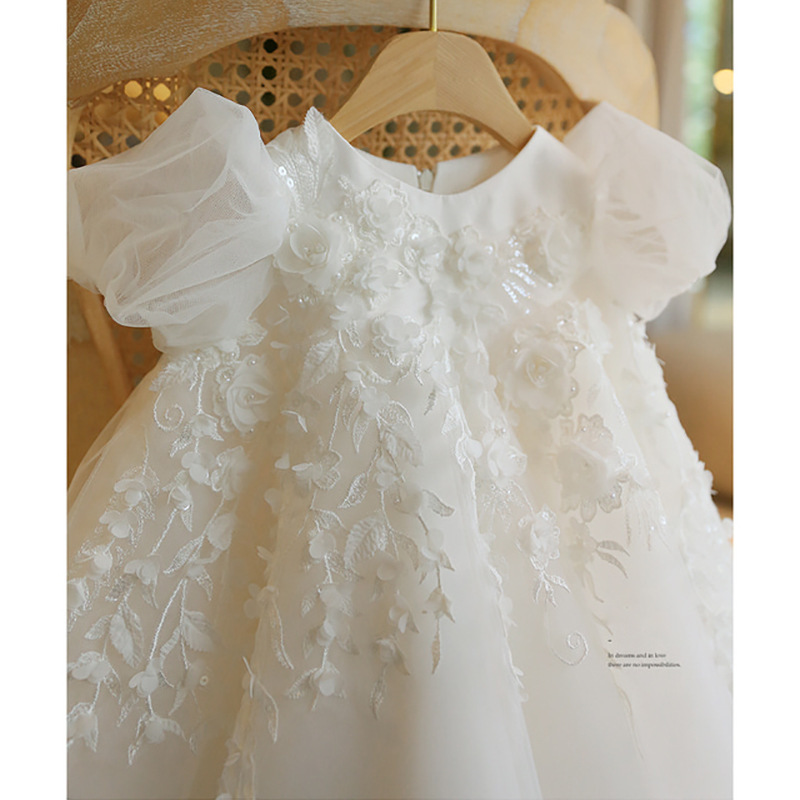 Vestido de cumpleaños femenino femenino vestido de cumpleaños coreano vestido de princesa de cintura alta bebé y niño vestido de novia florista vestido puffy details Picture
