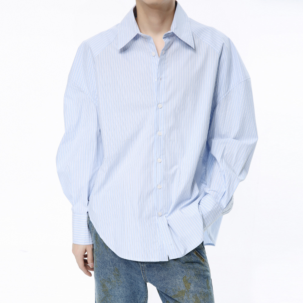 MTLCLOTHES men's Wear - New Spring 2024 collection: Japanese-style fresh school style striped cardigan long-sleeved shirt