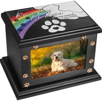 Wooden pet urn with picture frame Pet Memorial Ashes storage box Pet coffin Dog funeral supplies