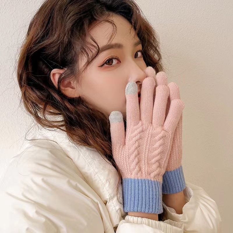 Wholesale of new winter plush gloves, knitted gloves, cute cold-proof touch screen gloves for girls in autumn and winter, and warm student gloves Specification image