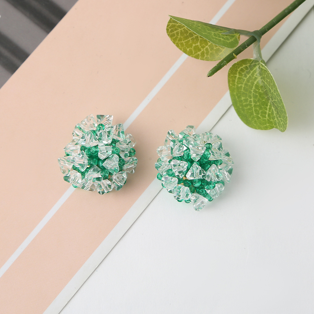 New acrylic full-diamond round beads, diamond balls, straight holes, dual-color fluorescent beads DIY mobile phone keychain necklace accessories details Picture