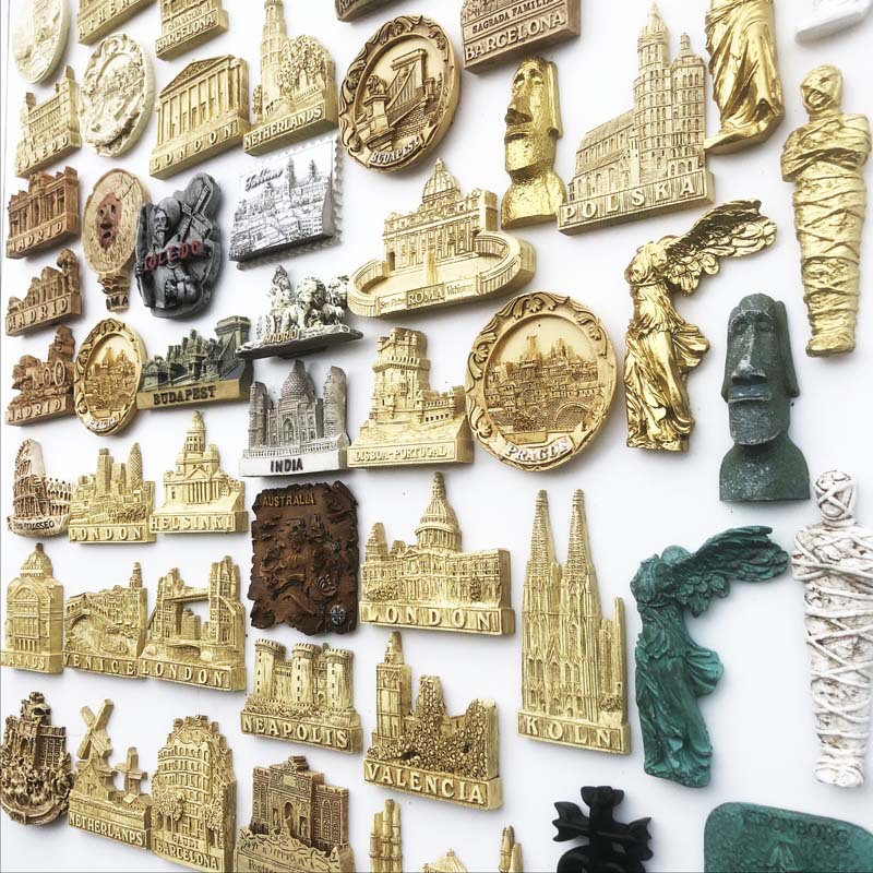Cross-border e-commerce wholesale of goods in stock, world tourism commemorative decorative handicrafts, resin painted magnets, fridge magnets Specification image