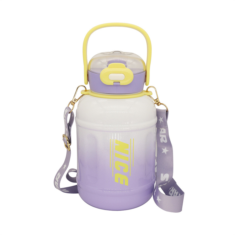 Yongkang Thermos Cup Fashion Gradient Double Drink Big Belly Cup Student Sports Kettle Large Capacity Thermos Cup A Piece Of Hair Item Picture