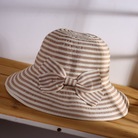 夏季遮阳帽女条纹布帽小檐防晒可折叠太阳帽百搭旅游沙滩渔夫帽子