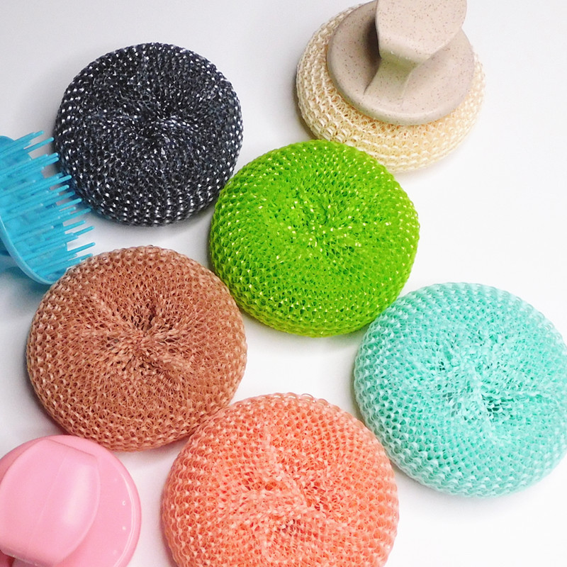 Steel Ball Wholesale Kitchen Household Cleaning Ball Long Handle Wheat Straw Washing Pot Brush Magic Cleaning Brush Factory Direct Sales Application Scenario