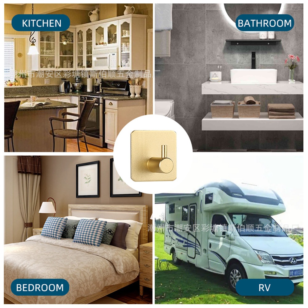 跨境太空铝免钉挂钩浴室衣钩单钩门后金属无痕挂钩厨房卫生间挂钩详情31
