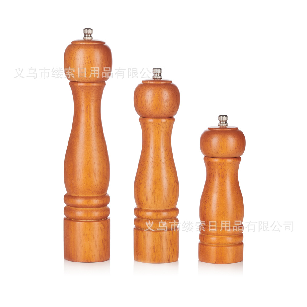 Manufacturer's 6-inch Nordic style manual rubber wood pepper grinder manual pepper grinder