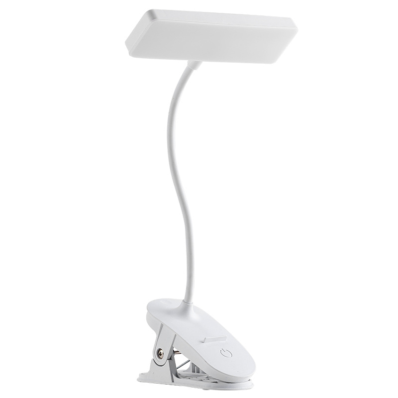 Clip desk lamp, LED eye-protecting study special student dormitory bedside reading lamp, dual-purpose rechargeable and plug-in folding night light Item Picture
