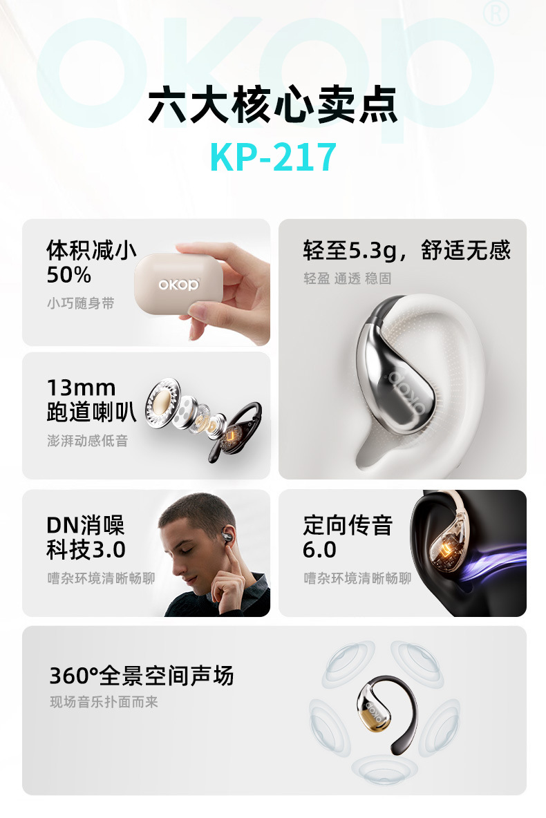 217挂耳式蓝牙耳机开放式OWS超长续航运动耳机游戏低延迟不入耳详情9