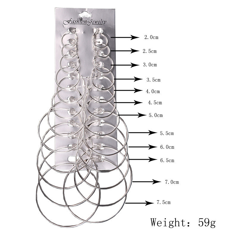 Cross-border European and American exaggerated metal large ring earrings, personalized and fashionable 12-pair one-card earring and ear ring accessory set Application Scenario