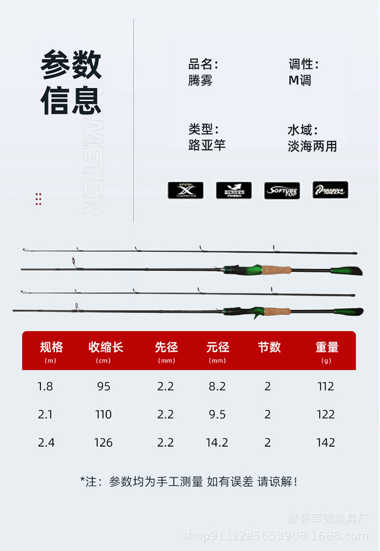 碳素路亚杆远投路亚竿泛用竿超硬套装高感度远投竿鱼竿超轻直柄详情11