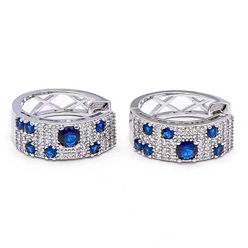 Wholesale of 2023 cross-border blue and white diamond high-end earring women's micro studded with zircon, unique and fashionable earrings Application Scenario