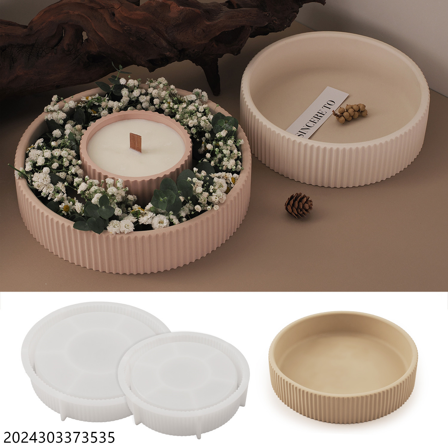 diy滴胶石膏水泥蜡烛杯收纳碗花纹收纳托盘蜡烛容器硅胶模具