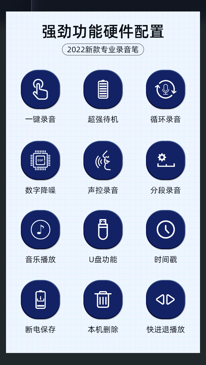 Factory direct sales S26 high-definition noise-reducing, ultra-long standby portable voice recorder, intelligent voice control cross-border voice recorder pic 5