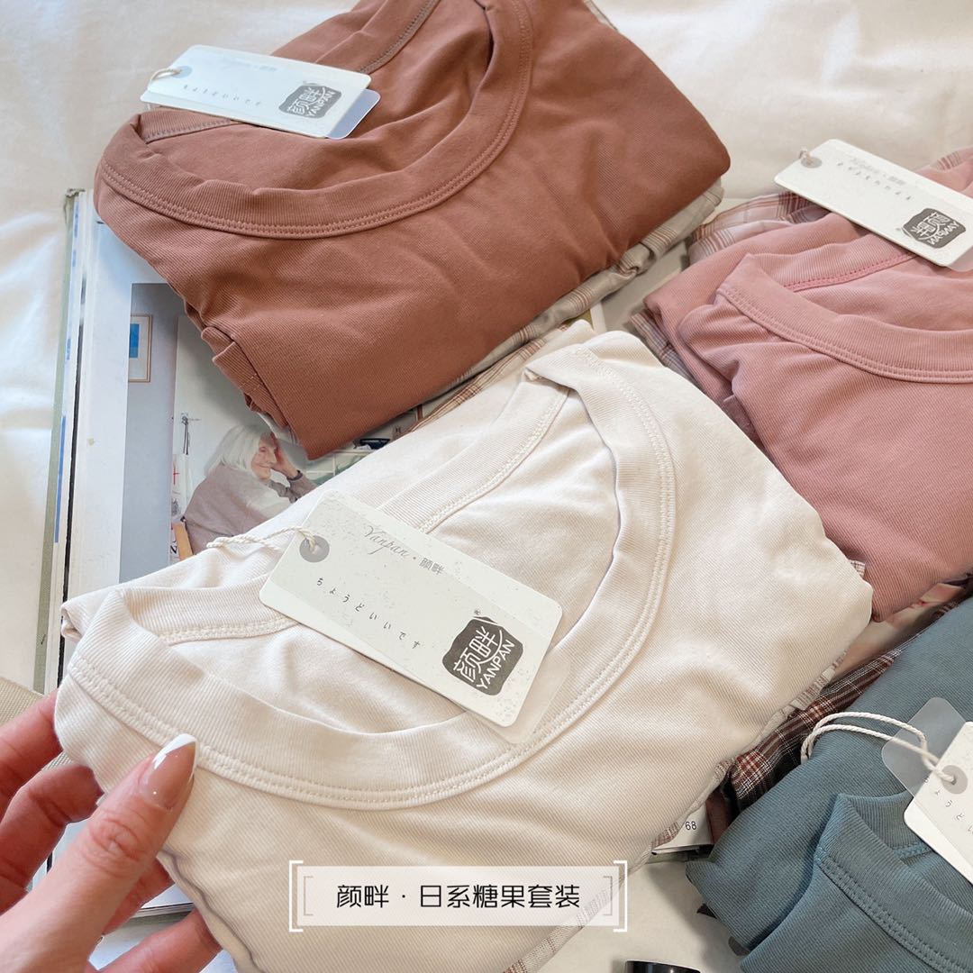 Yan Bank Day Candy Set Loose Comfortable Home Wear Women 2023 Spring And Summer New Lazy Home Short-Sleeved Pajamas Specification drawing