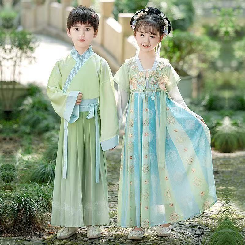 国潮汉服男童2025新款女童儿童古装国学秋季古风帅气唐装演出服春秋款