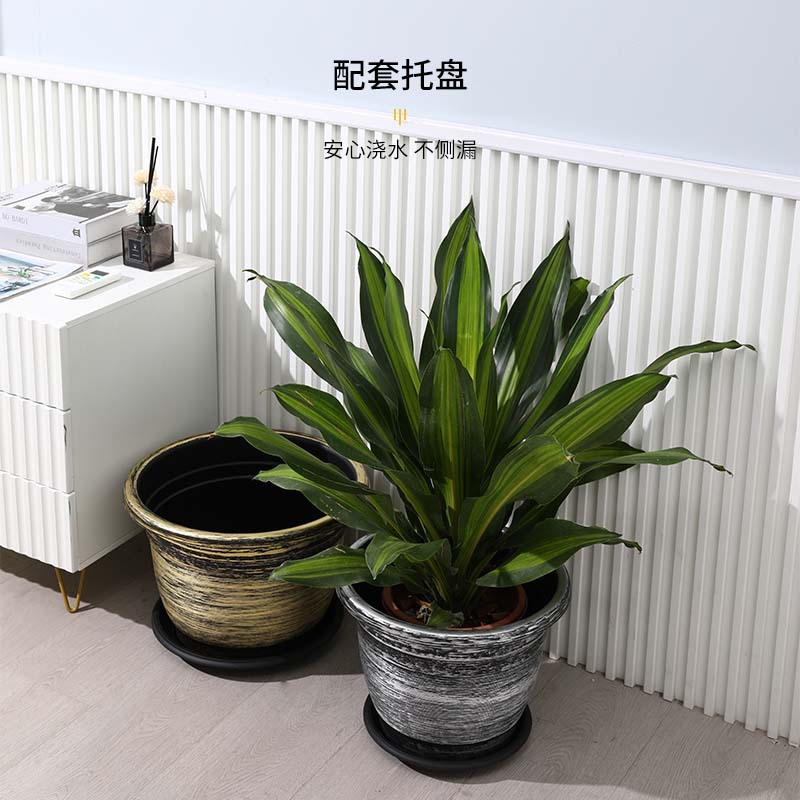 New Nordic painted threaded plastic flowerpots, Rome hotel green plant decoration POTS, balcony thickened resin planting POTS Application Scenario