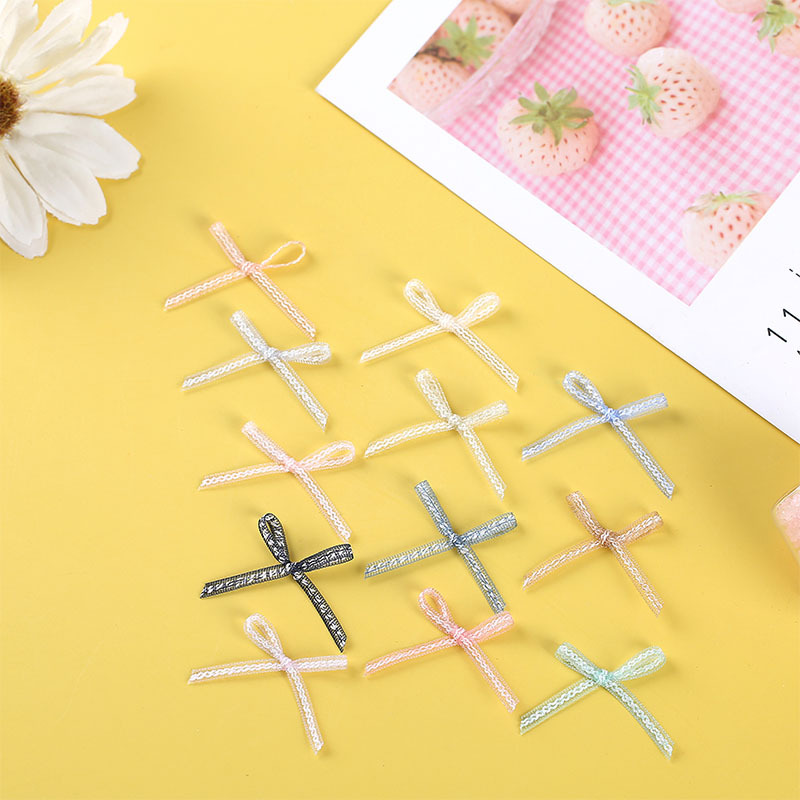 Spot Korean Version Of Hand-Made Small Bow Snow Gauze With Cotton Slippers Accessories Clothing Ribbon Bow Accessories Factory Wholesale Specification drawing