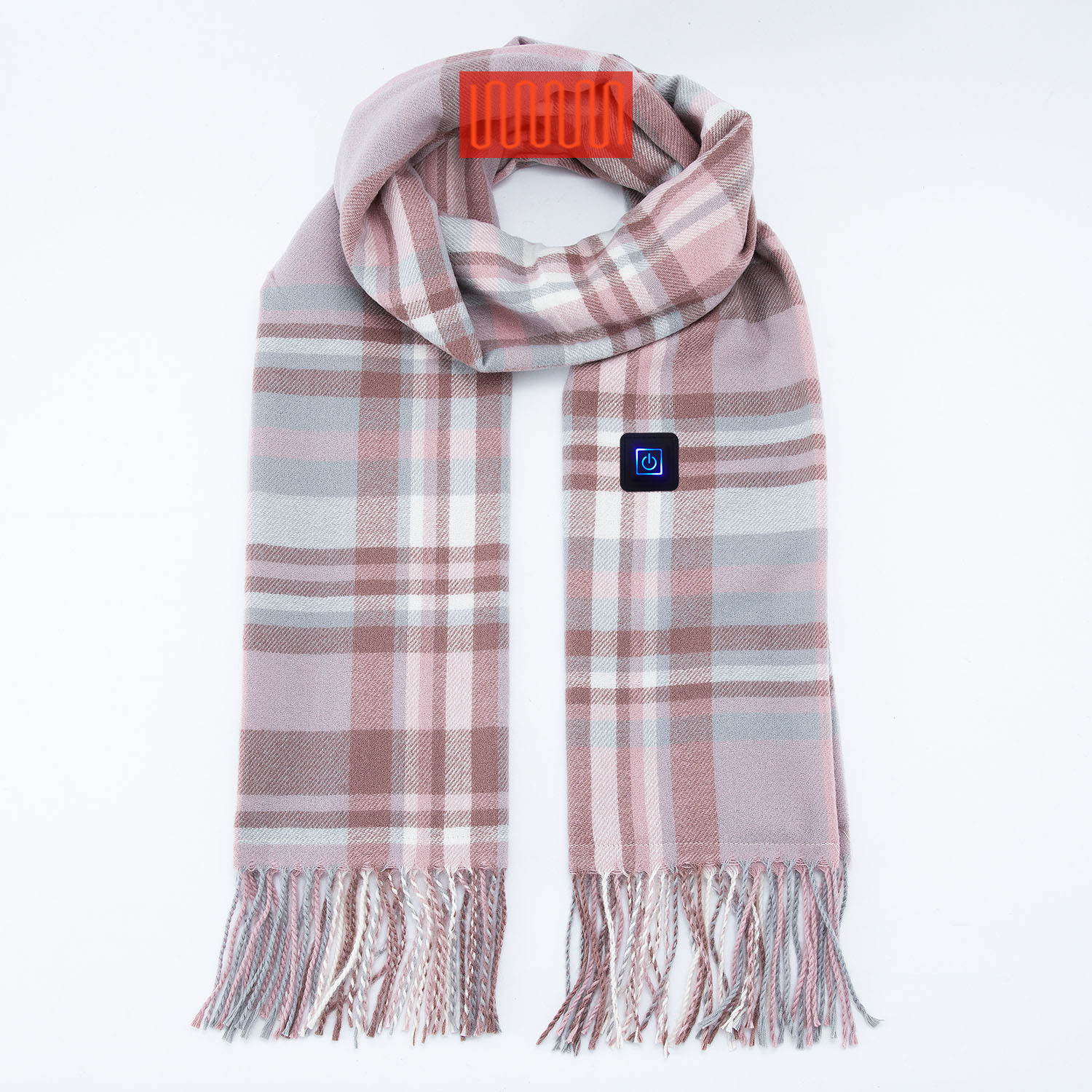 Fashion Plaid Pink Imitation Cashmere Heating Scarf Female Sweet Electric Bib Tassel Heated Scarf Factory Cheap Application Scenario