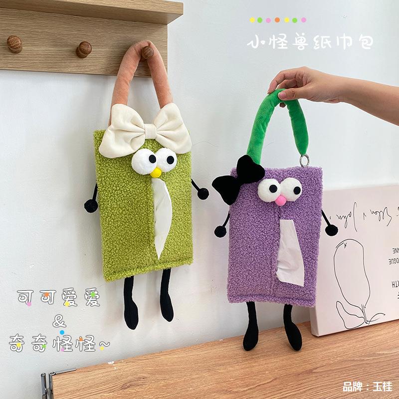 原创车载纸巾袋可爱卡通挂式纸巾袋创意小怪兽汽车抽纸盒毛绒装饰产品图