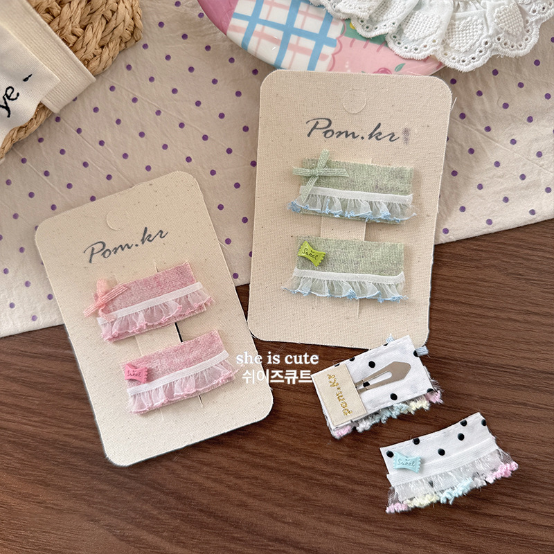 New Korean checkered polka dot lace hairpins, cartoon elephant cute hairpins, children's versatile and sweet side clips Application Scenario