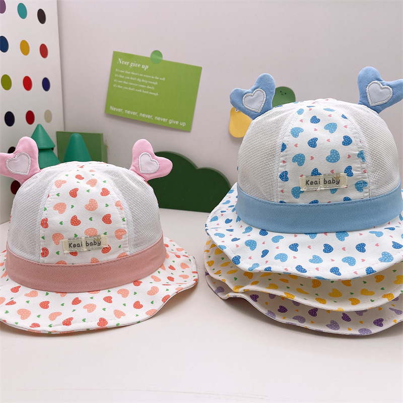 Children's Fisherman Hat Children's Hat Summer Cartoon Embroidered Baby Net Hat Breathable Eye Shade Children's Beach Hat Summer Baby Hat full figure