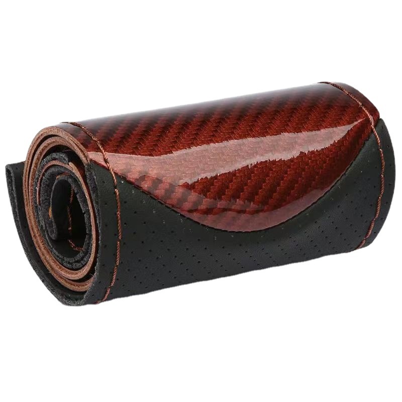 Factory wholesale crystal carbon fiber super-fine leather handlebar covers, all-season universal hand-sewn handlebar covers, car decoration steering wheel covers details Picture