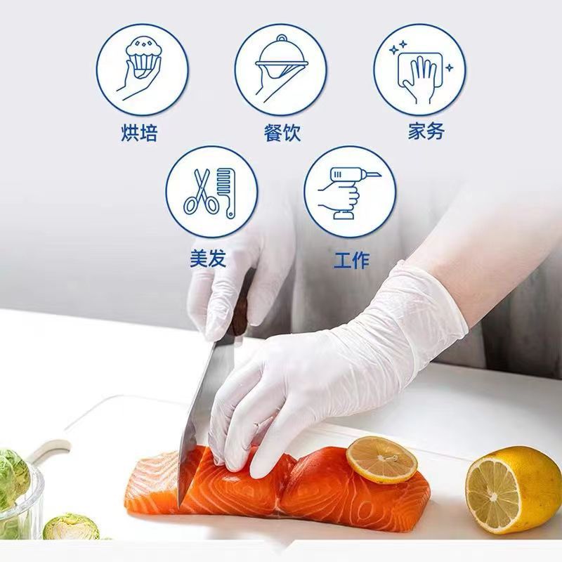 Inke Disposable Nitrile Medical Gloves White Butadiene Thickened Durable Food Grade Latex Check Household Chores Application Scenario