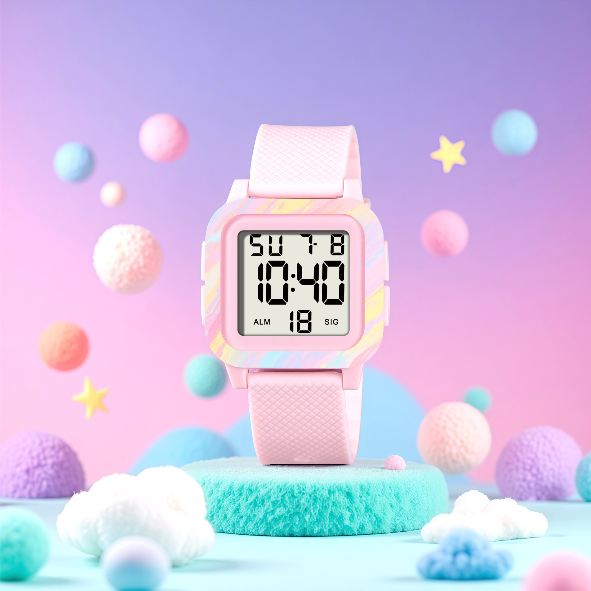 A batch of best-selling, cute, fashionable and trendy children's watches, electronic watches, cartoon multi-functional square sports watches for export Specification image